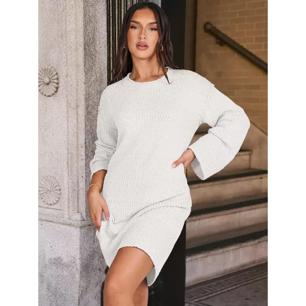 imageANRABESS Women Casual Crewneck Long Sleeve Oversized Chunky Sweater Mini Dress Winter Loose Slouchy Soft TunicWhite