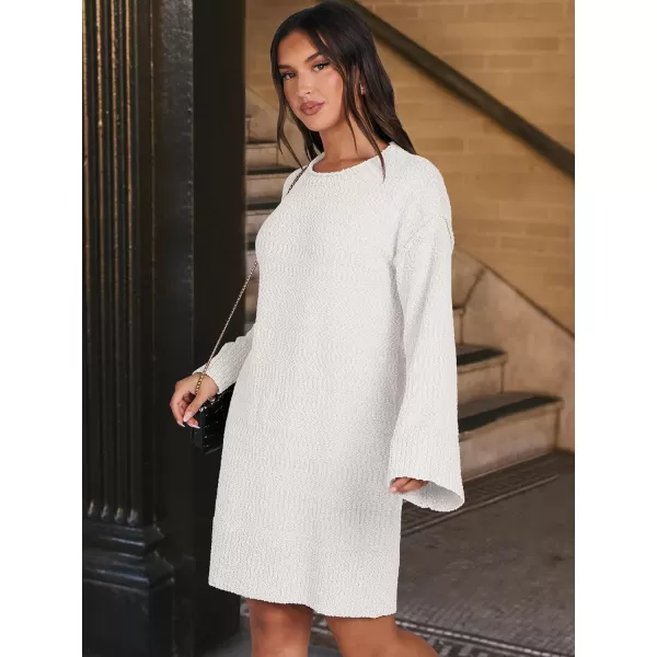 imageANRABESS Women Casual Crewneck Long Sleeve Oversized Chunky Sweater Mini Dress Winter Loose Slouchy Soft TunicWhite