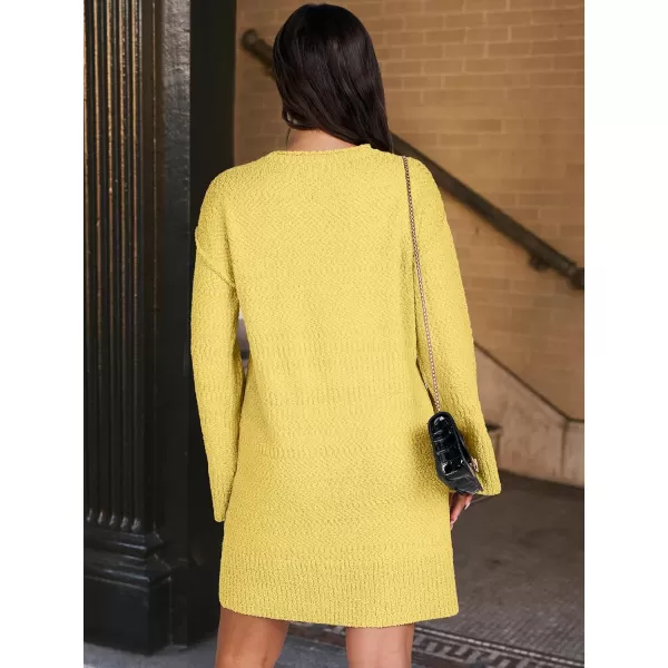 imageANRABESS Women Casual Crewneck Long Sleeve Oversized Chunky Sweater Mini Dress Winter Loose Slouchy Soft TunicYellow