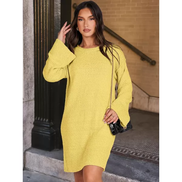 imageANRABESS Women Casual Crewneck Long Sleeve Oversized Chunky Sweater Mini Dress Winter Loose Slouchy Soft TunicYellow