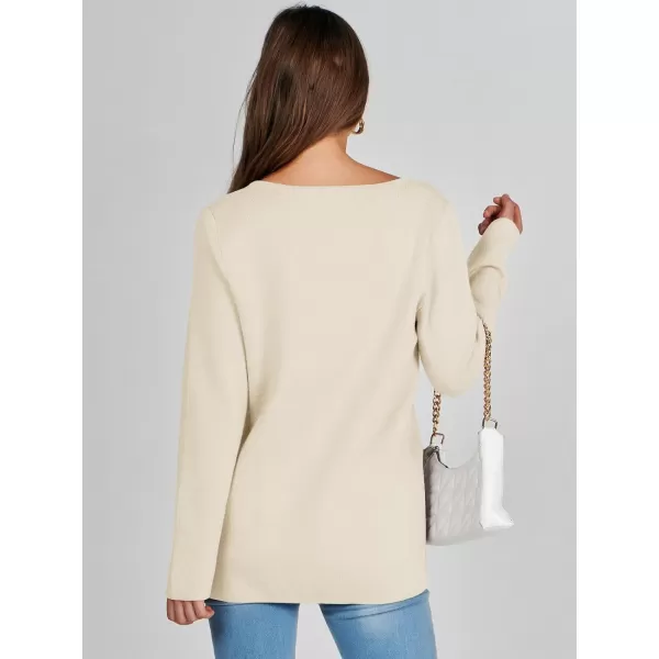 imageANRABESS Women Casual Long Sleeve V Neck Button Down Cardigan Sweater BlazerBeige