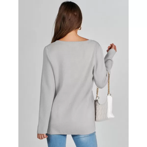 imageANRABESS Women Casual Long Sleeve V Neck Button Down Cardigan Sweater BlazerGrey