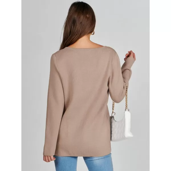 imageANRABESS Women Casual Long Sleeve V Neck Button Down Cardigan Sweater BlazerKhaki
