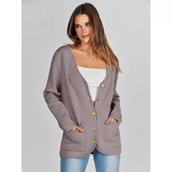 imageANRABESS Women Casual Long Sleeve V Neck Button Down Cardigan Sweater BlazerNutmeg