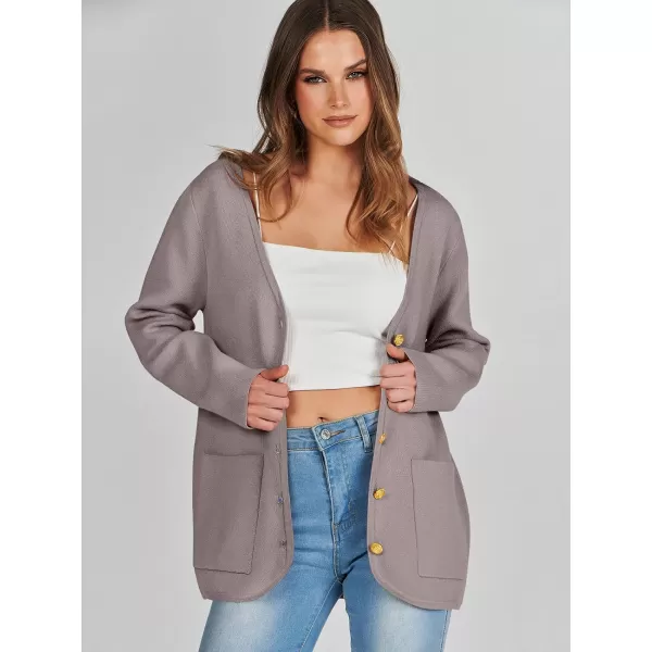 imageANRABESS Women Casual Long Sleeve V Neck Button Down Cardigan Sweater BlazerNutmeg