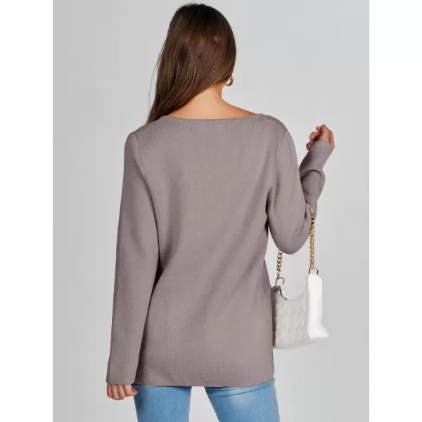 imageANRABESS Women Casual Long Sleeve V Neck Button Down Cardigan Sweater BlazerNutmeg