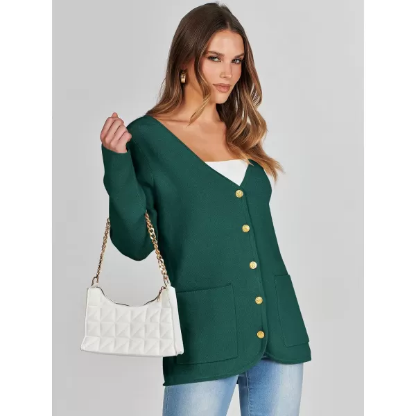 imageANRABESS Women Casual Long Sleeve V Neck Button Down Cardigan Sweater BlazerOpal Green