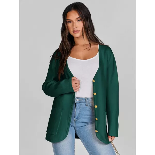 imageANRABESS Women Casual Long Sleeve V Neck Button Down Cardigan Sweater BlazerOpal Green