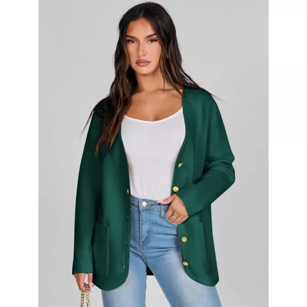 imageANRABESS Women Casual Long Sleeve V Neck Button Down Cardigan Sweater BlazerOpal Green