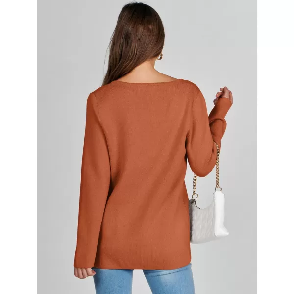 imageANRABESS Women Casual Long Sleeve V Neck Button Down Cardigan Sweater BlazerRust