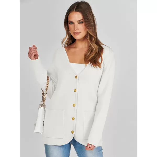 imageANRABESS Women Casual Long Sleeve V Neck Button Down Cardigan Sweater BlazerWhite