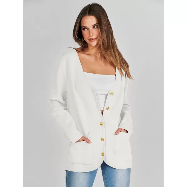 imageANRABESS Women Casual Long Sleeve V Neck Button Down Cardigan Sweater BlazerWhite