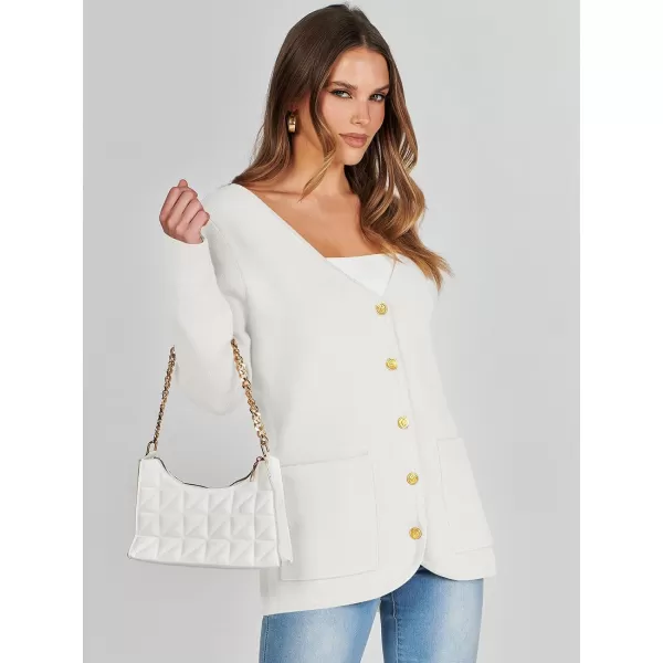 imageANRABESS Women Casual Long Sleeve V Neck Button Down Cardigan Sweater BlazerWhite