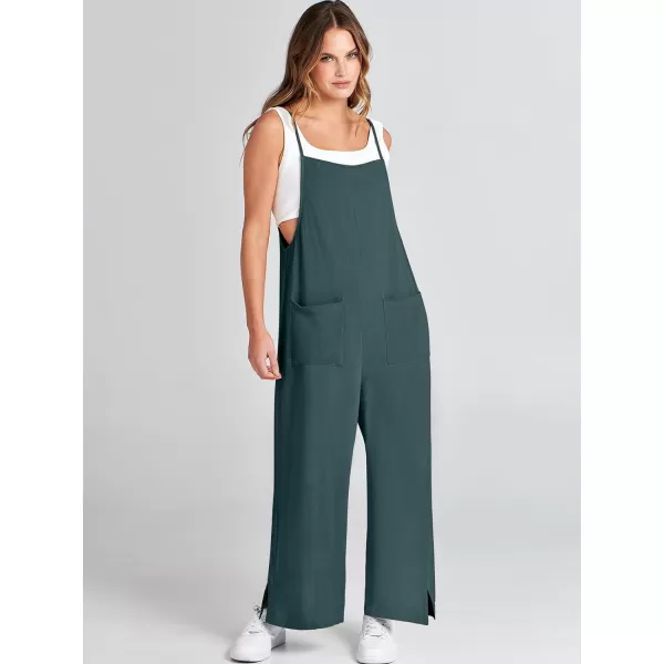 imageANRABESS Women Casual Loose Long Bib Pants Wide Leg Jumpsuits Baggy Linen Rompers Overalls with PocketsDeep Blue