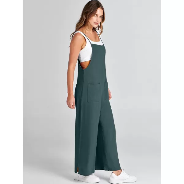 imageANRABESS Women Casual Loose Long Bib Pants Wide Leg Jumpsuits Baggy Linen Rompers Overalls with PocketsDeep Blue