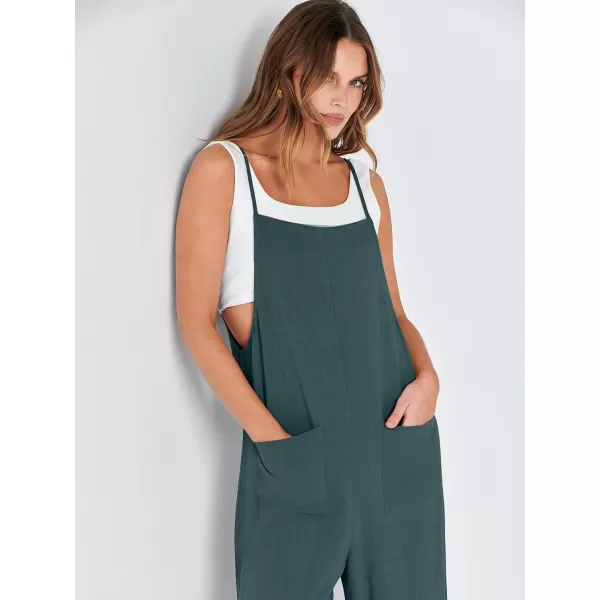 imageANRABESS Women Casual Loose Long Bib Pants Wide Leg Jumpsuits Baggy Linen Rompers Overalls with PocketsDeep Blue
