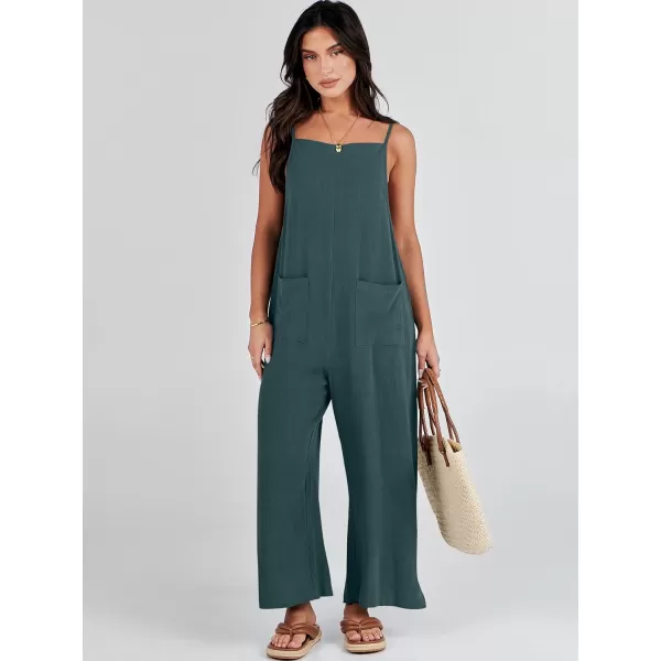 imageANRABESS Women Casual Loose Long Bib Pants Wide Leg Jumpsuits Baggy Linen Rompers Overalls with PocketsDeep Blue