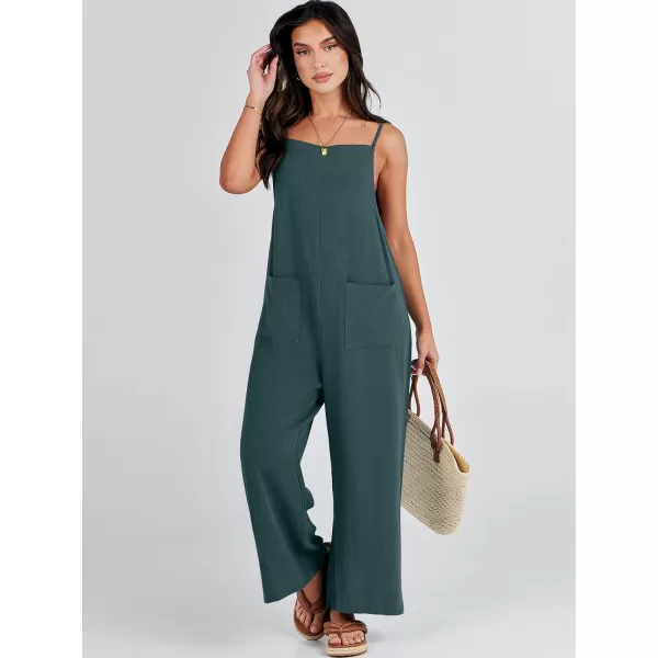 imageANRABESS Women Casual Loose Long Bib Pants Wide Leg Jumpsuits Baggy Linen Rompers Overalls with PocketsDeep Blue
