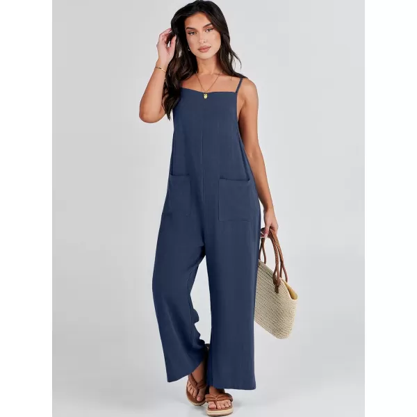 imageANRABESS Women Casual Loose Long Bib Pants Wide Leg Jumpsuits Baggy Linen Rompers Overalls with PocketsNavy Blue