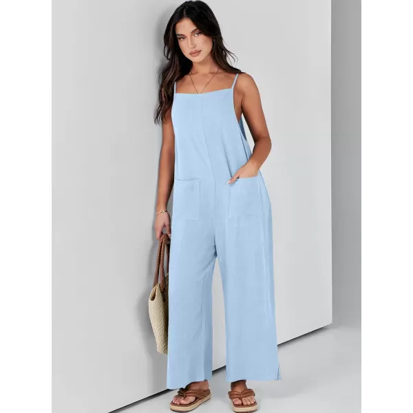 imageANRABESS Women Casual Loose Long Bib Pants Wide Leg Jumpsuits Baggy Linen Rompers Overalls with PocketsSky