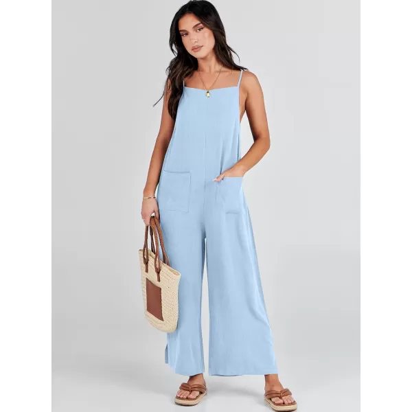imageANRABESS Women Casual Loose Long Bib Pants Wide Leg Jumpsuits Baggy Linen Rompers Overalls with PocketsSky