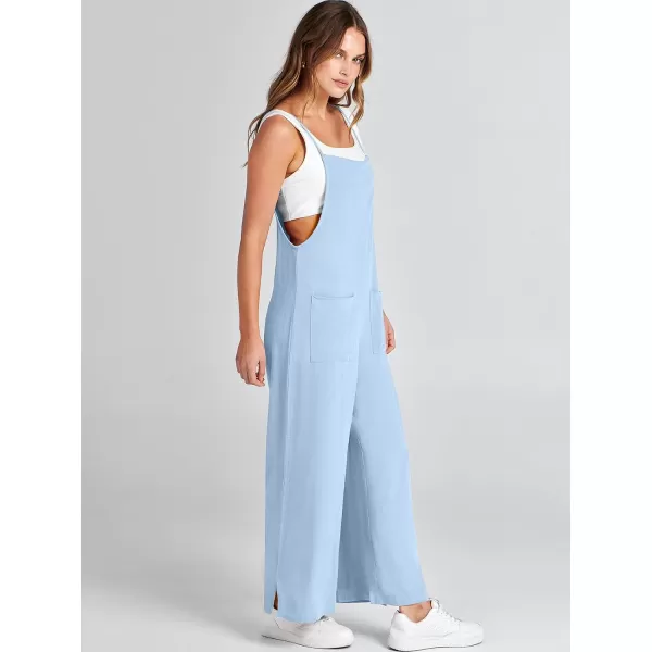 imageANRABESS Women Casual Loose Long Bib Pants Wide Leg Jumpsuits Baggy Linen Rompers Overalls with PocketsSky