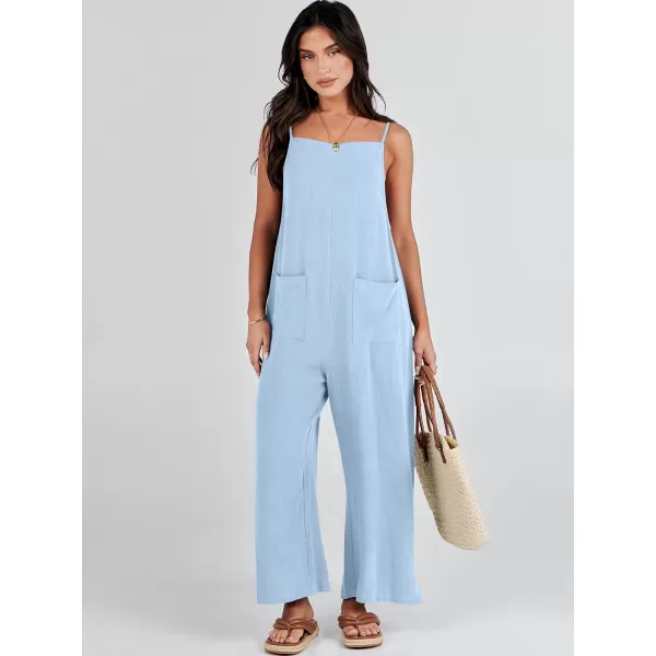 imageANRABESS Women Casual Loose Long Bib Pants Wide Leg Jumpsuits Baggy Linen Rompers Overalls with PocketsSky
