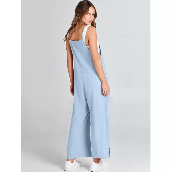imageANRABESS Women Casual Loose Long Bib Pants Wide Leg Jumpsuits Baggy Linen Rompers Overalls with PocketsSky