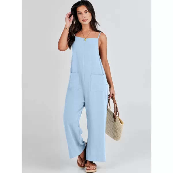 imageANRABESS Women Casual Loose Long Bib Pants Wide Leg Jumpsuits Baggy Linen Rompers Overalls with PocketsSky