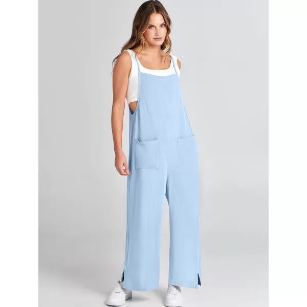 imageANRABESS Women Casual Loose Long Bib Pants Wide Leg Jumpsuits Baggy Linen Rompers Overalls with PocketsSky