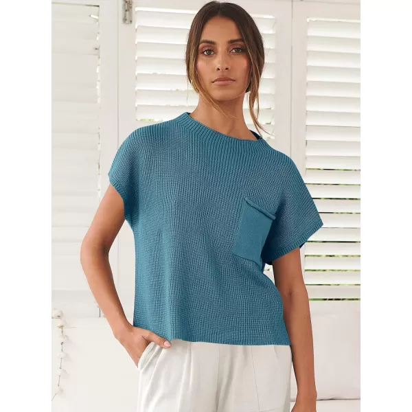 imageANRABESS Women Casual Sleeveless Mock Neck Ribbed Knit Loose Fit Trendy Spring Cropped Sweater Top with PocketBlue