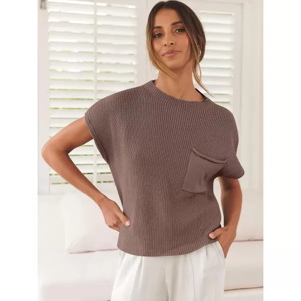 imageANRABESS Women Casual Sleeveless Mock Neck Ribbed Knit Loose Fit Trendy Spring Cropped Sweater Top with PocketCofffe