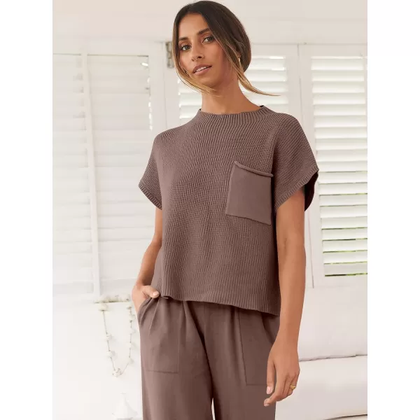 imageANRABESS Women Casual Sleeveless Mock Neck Ribbed Knit Loose Fit Trendy Spring Cropped Sweater Top with PocketCofffe