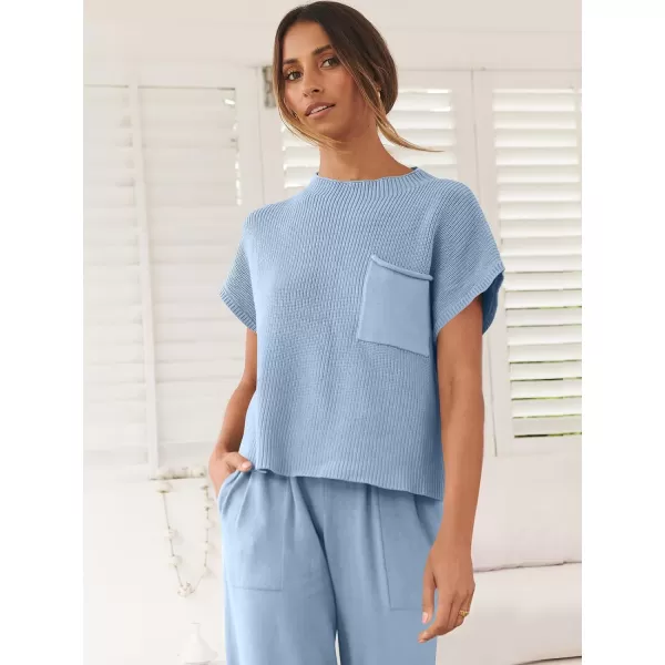 imageANRABESS Women Casual Sleeveless Mock Neck Ribbed Knit Loose Fit Trendy Spring Cropped Sweater Top with PocketLight Blue