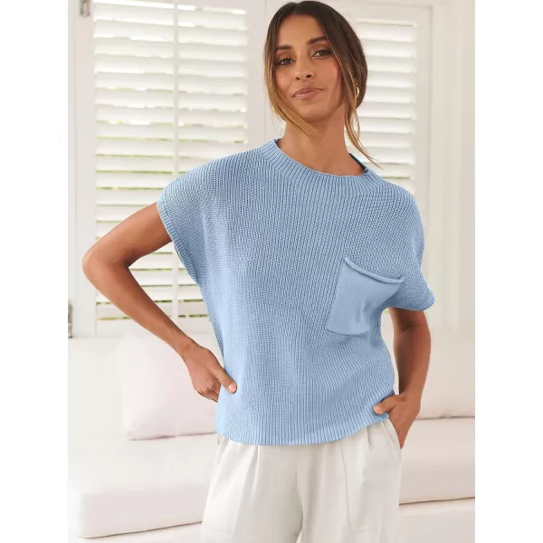 imageANRABESS Women Casual Sleeveless Mock Neck Ribbed Knit Loose Fit Trendy Spring Cropped Sweater Top with PocketLight Blue