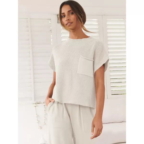 imageANRABESS Women Casual Sleeveless Mock Neck Ribbed Knit Loose Fit Trendy Spring Cropped Sweater Top with PocketWhite