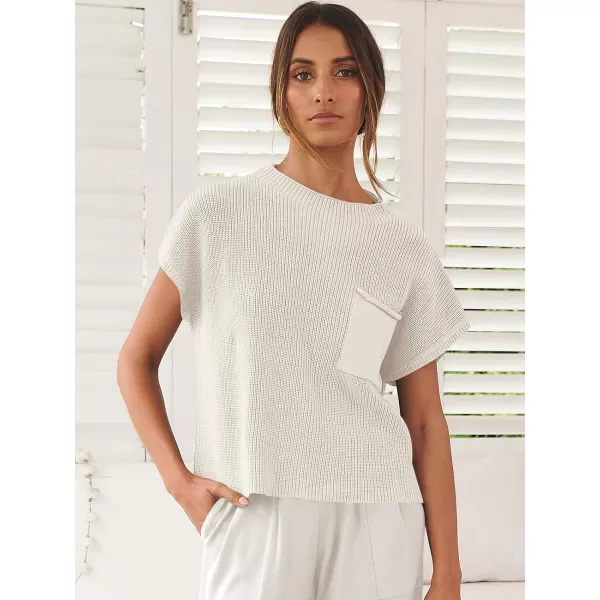 imageANRABESS Women Casual Sleeveless Mock Neck Ribbed Knit Loose Fit Trendy Spring Cropped Sweater Top with PocketWhite