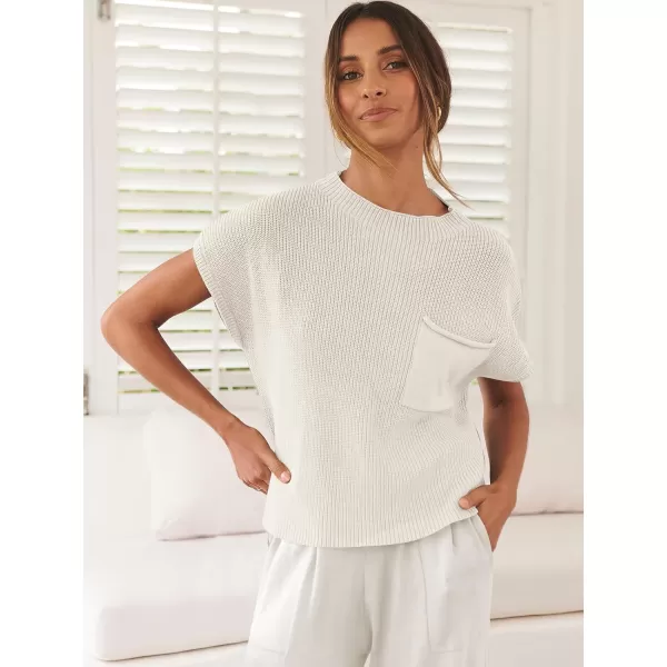 imageANRABESS Women Casual Sleeveless Mock Neck Ribbed Knit Loose Fit Trendy Spring Cropped Sweater Top with PocketWhite