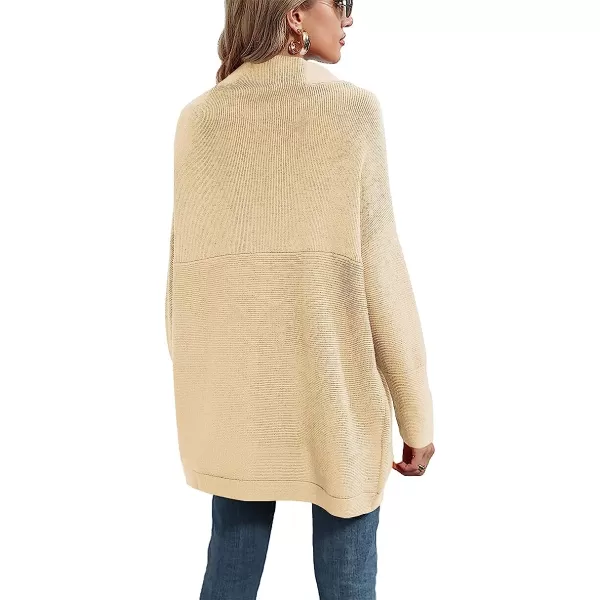 imageANRABESS Women Casual Turtleneck Batwing Sleeve Slouchy Oversized Ribbed Knit Tunic Sweaters PulloverApricot