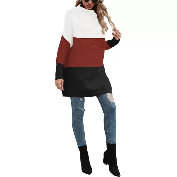 imageANRABESS Women Casual Turtleneck Batwing Sleeve Slouchy Oversized Ribbed Knit Tunic Sweaters PulloverColor Block 1