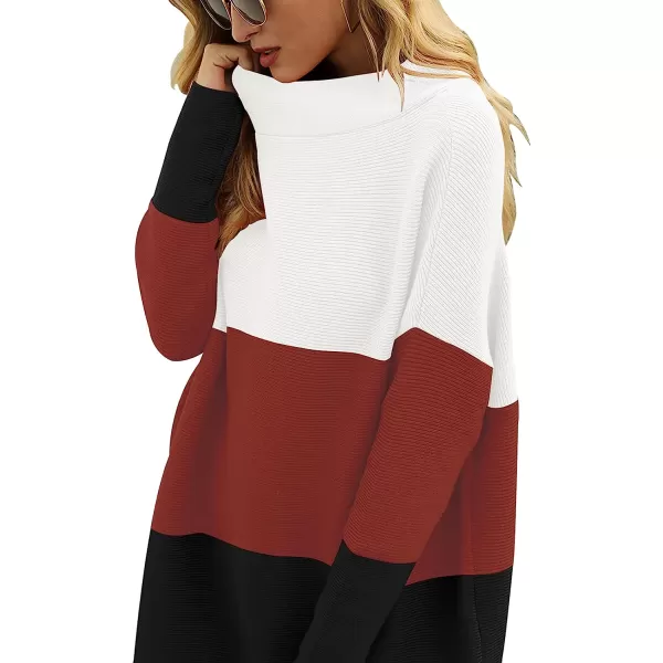 imageANRABESS Women Casual Turtleneck Batwing Sleeve Slouchy Oversized Ribbed Knit Tunic Sweaters PulloverColor Block 1