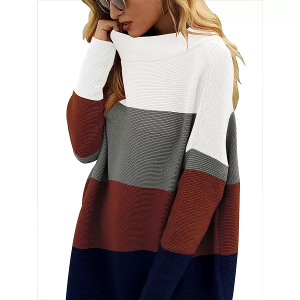 imageANRABESS Women Casual Turtleneck Batwing Sleeve Slouchy Oversized Ribbed Knit Tunic Sweaters PulloverColor Block 2