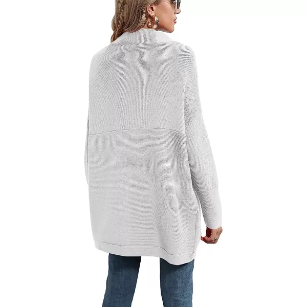 imageANRABESS Women Casual Turtleneck Batwing Sleeve Slouchy Oversized Ribbed Knit Tunic Sweaters PulloverGrey