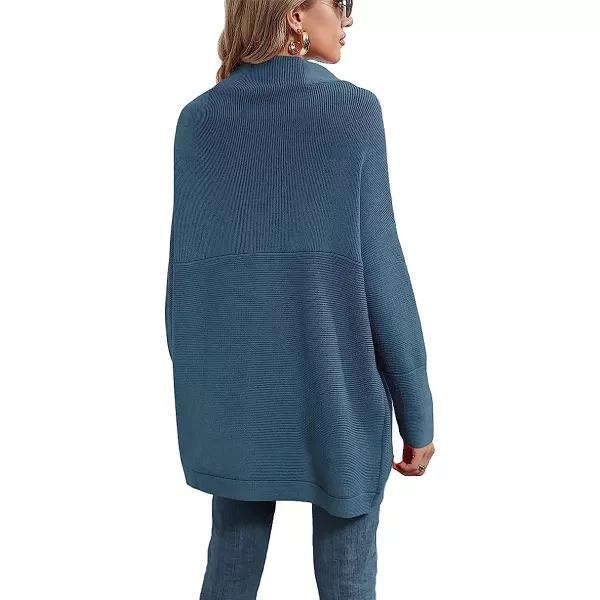 imageANRABESS Women Casual Turtleneck Batwing Sleeve Slouchy Oversized Ribbed Knit Tunic Sweaters PulloverNavyblue