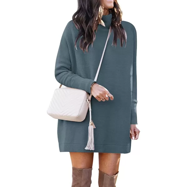 imageANRABESS Women Casual Turtleneck Batwing Sleeve Slouchy Oversized Ribbed Knit Tunic Sweaters PulloverNavyblue