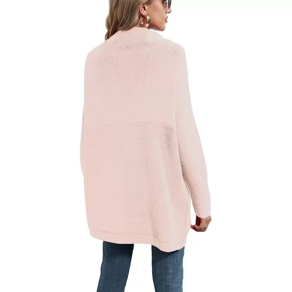 imageANRABESS Women Casual Turtleneck Batwing Sleeve Slouchy Oversized Ribbed Knit Tunic Sweaters PulloverPink