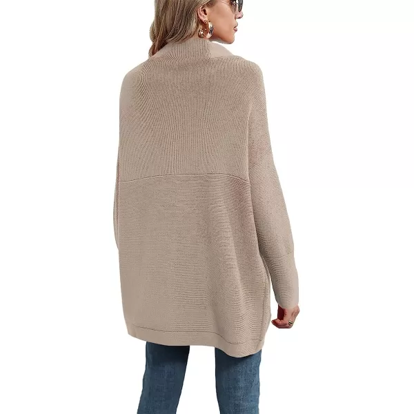 imageANRABESS Women Casual Turtleneck Batwing Sleeve Slouchy Oversized Ribbed Knit Tunic Sweaters PulloverRed Apricot