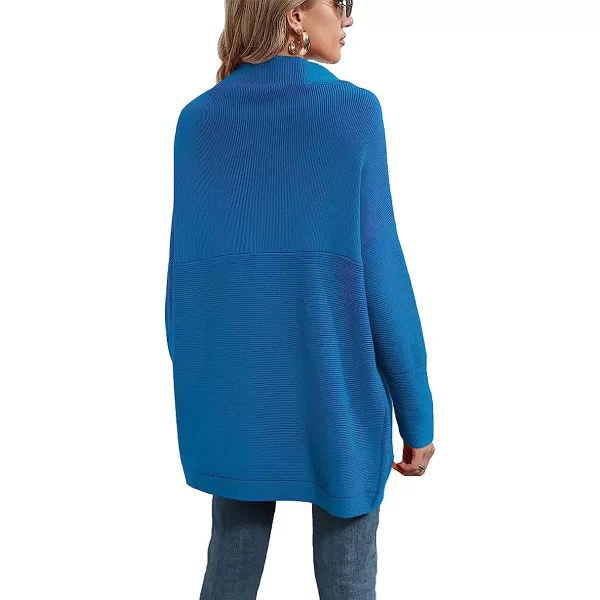 imageANRABESS Women Casual Turtleneck Batwing Sleeve Slouchy Oversized Ribbed Knit Tunic Sweaters PulloverRoyal