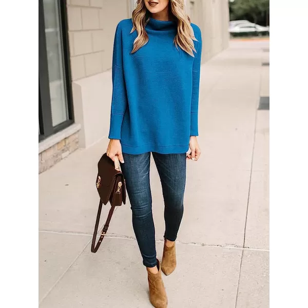 imageANRABESS Women Casual Turtleneck Batwing Sleeve Slouchy Oversized Ribbed Knit Tunic Sweaters PulloverRoyal
