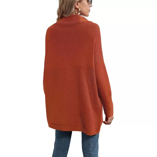 imageANRABESS Women Casual Turtleneck Batwing Sleeve Slouchy Oversized Ribbed Knit Tunic Sweaters PulloverRust